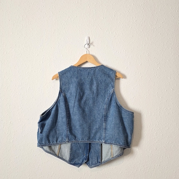 NEW Cropped Button Up Denim Vest 2X - Picture 4 of 8